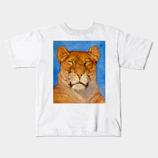 Head Of A Lioness by Bernard Willem Wierink Kids T-Shirt